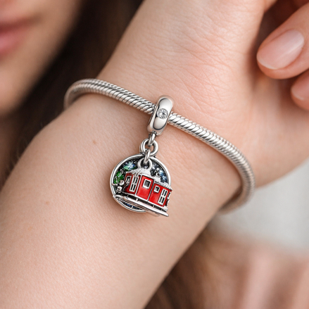 Red Cable Car Charm - Red Cable Car Charm — worn on wrist