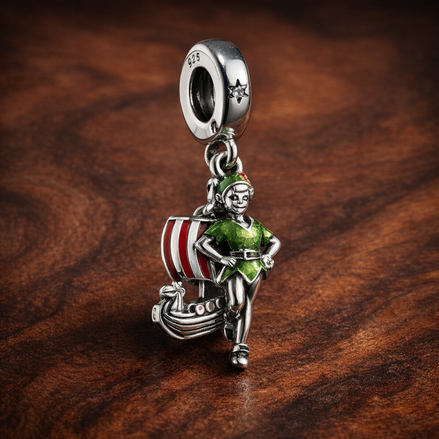 Striped Lighthouse Charm - Striped Lighthouse Charm — display on walnut