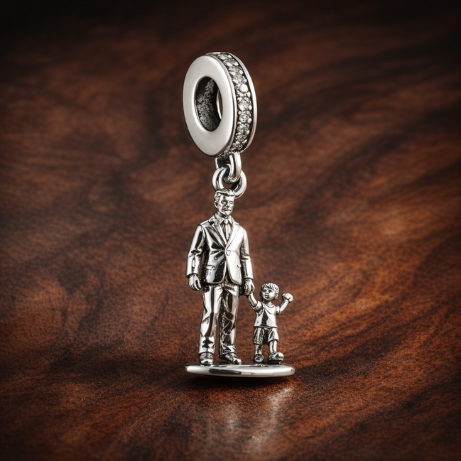 Statue of Liberty Dangle - Statue of Liberty Dangle Charm — display on walnut