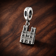 Silver City Skyline Charm - Silver City Skyline Charm — display on walnut