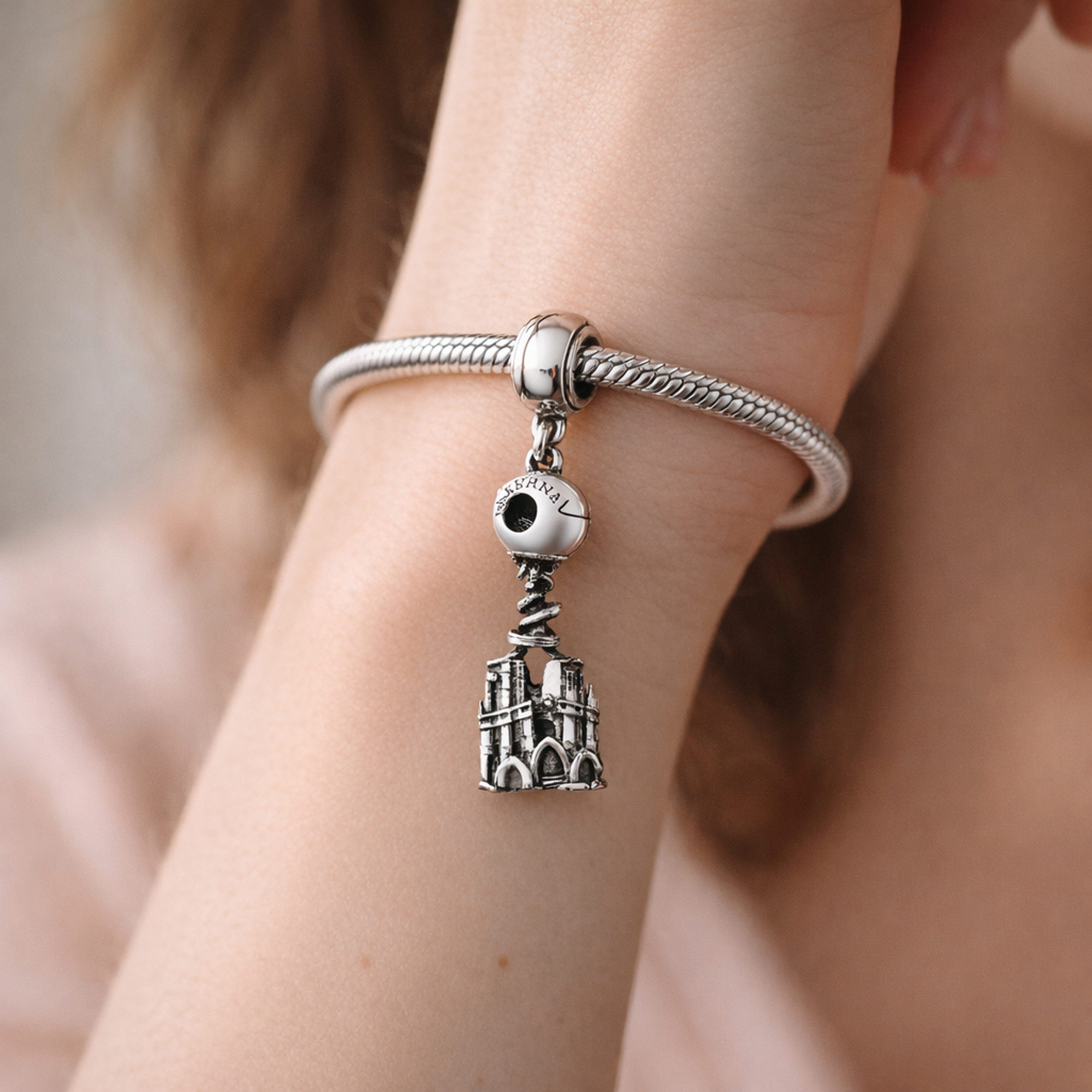 European Cathedral Landmark Charm - European Cathedral Landmark Charm — worn on wrist