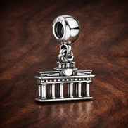 Classical Gate Landmark Charm - Classical Gate Landmark Charm — display on walnut