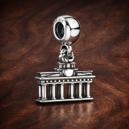 Classical Gate Landmark Charm - Classical Gate Landmark Charm — display on walnut
