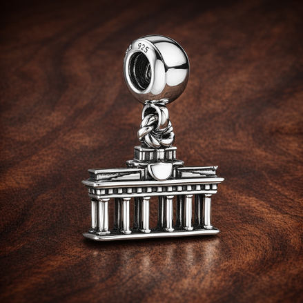 Classical Gate Landmark Charm - Classical Gate Landmark Charm — display on walnut