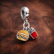 Colorful Takeout Food Charm - Colorful Takeout Food Charm — display on walnut