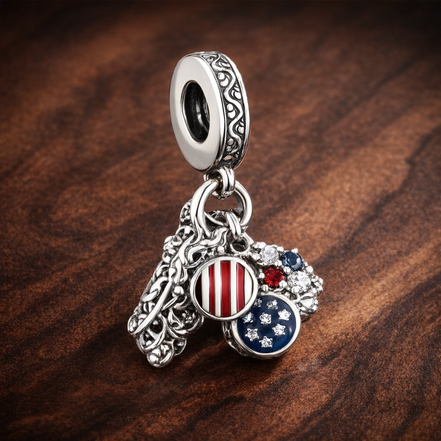 Patriotic Game Night Charm - Patriotic Game Night Charm — display on walnut