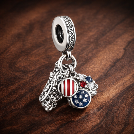 Patriotic Game Night Charm - Patriotic Game Night Charm — display on walnut