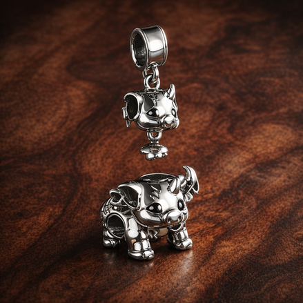 Tiny Cottage Scene Charm - Tiny Cottage Scene Charm — display on walnut