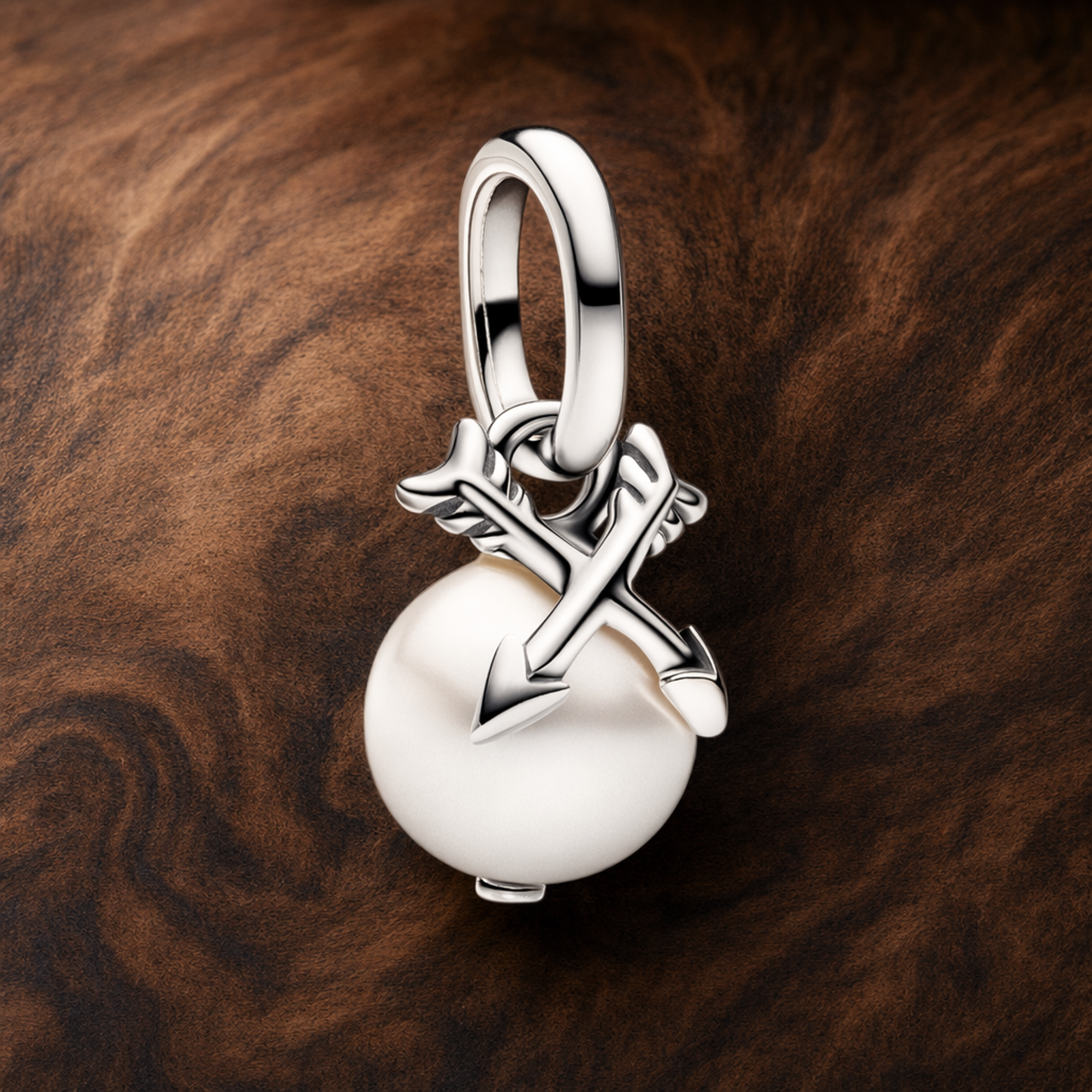 Mickey Mouse Dangle Charm - Mickey Mouse Dangle Charm — display on walnut