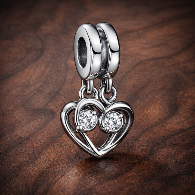 Forever & Always Splittable Dangle Charm — display on walnut