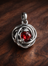 Red Crystal Knot Charm - Red Crystal Knot Charm — display on walnut