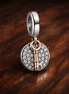 Two-Tone Pave Round Charm - Two-Tone Pave Round Charm — display on walnut