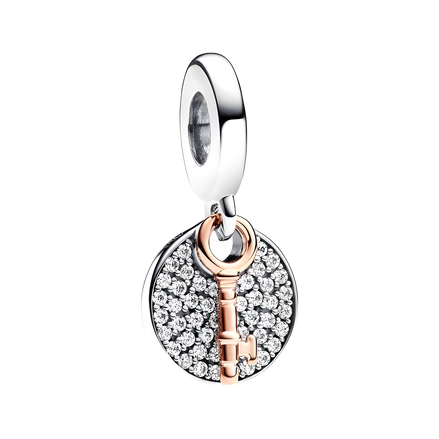 Two-Tone Pave Round Charm - ZZ1706