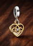Golden Family Heart Charm - Golden Family Heart Charm — display on walnut
