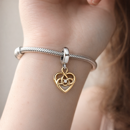 Golden Family Heart Charm - Golden Family Heart Charm — worn on wrist