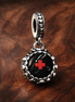 Medical Cross Circle - Medical Cross Circle Charm — display on walnut