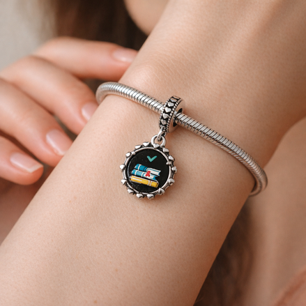 Schoolteacher Engravable Dangle Charm — worn on wrist