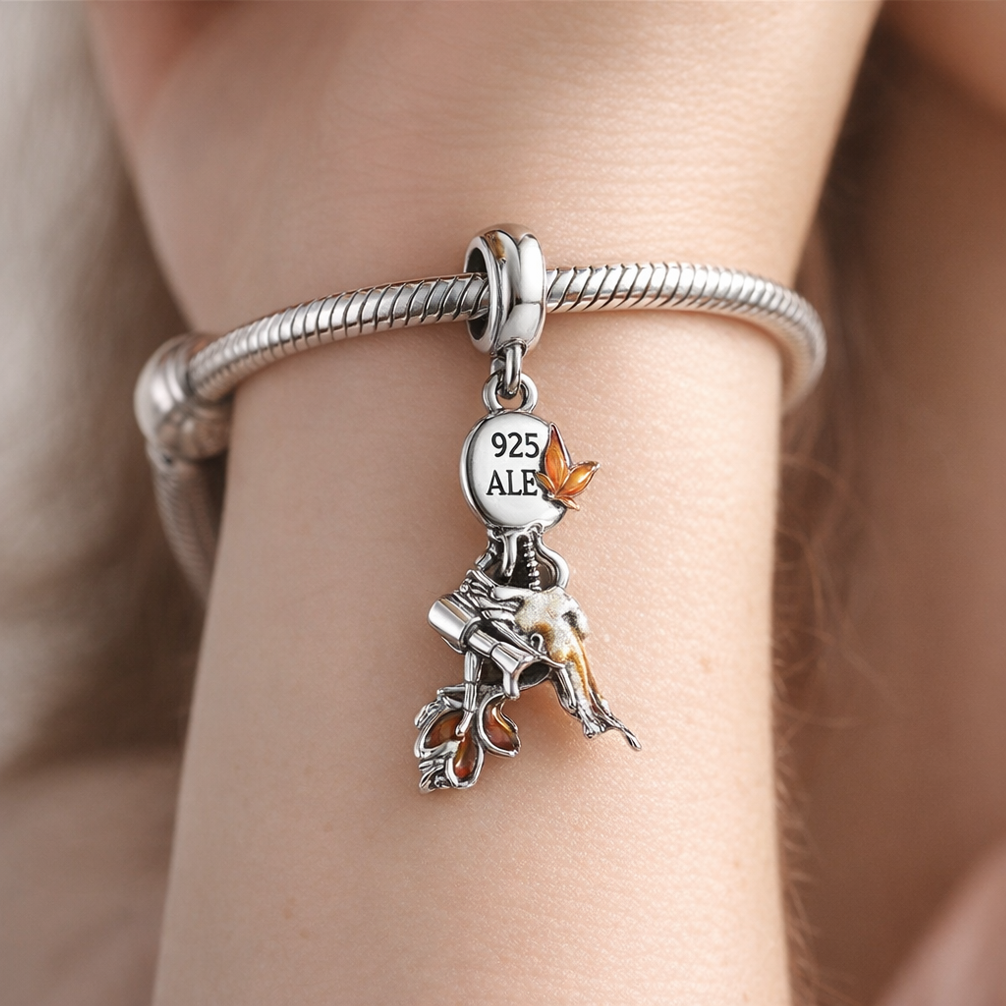 Tinker Bell Autumn Fairy Charm - Tinker Bell Autumn Fairy Charm — worn on wrist