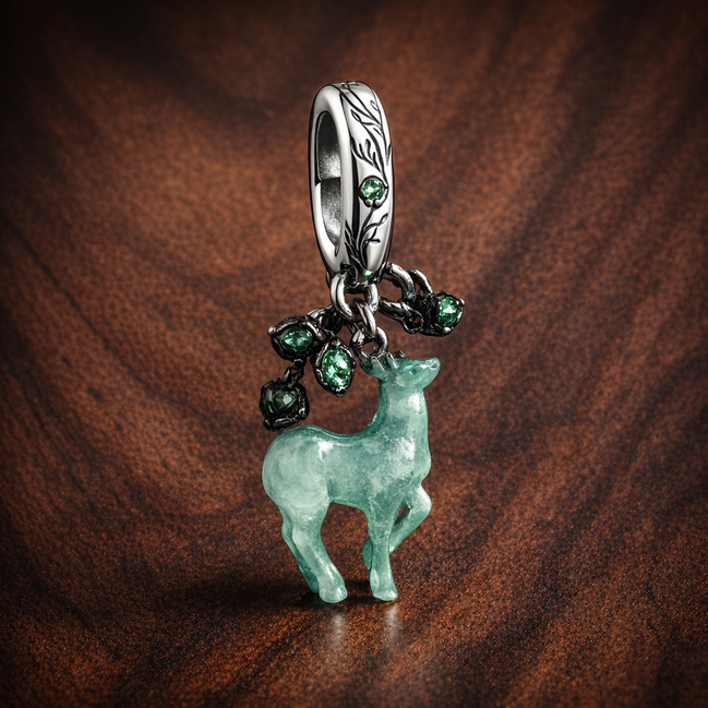Bambi Deer Charm - Bambi Deer Charm — display on walnut