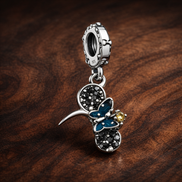 Black Cat Moon Charm - Black Cat Moon Charm — display on walnut