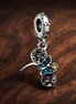 Black Cat Moon Charm - Black Cat Moon Charm — display on walnut