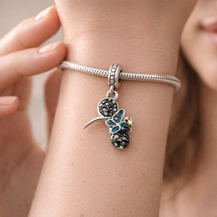 Black Cat Moon Charm - Black Cat Moon Charm — worn on wrist