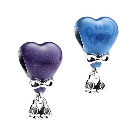 Purple and Blue Heart Balloon Charms - ZZ1725