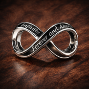 Forever Love Infinity Ring Charm - Forever Love Infinity Ring Charm — display on walnut