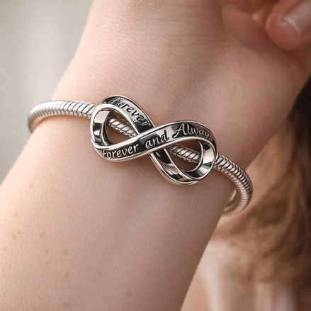 Forever Love Infinity Ring Charm - Forever Love Infinity Ring Charm — worn on wrist