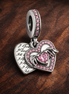 Heart & Mom Dangle Charm — display on walnut