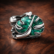 Green Monstera Leaf Charm - Green Monstera Leaf Charm — display on walnut
