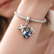Airplane Passport Globe Charm - Airplane Passport Globe Charm — worn on wrist
