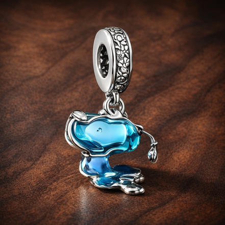 Blue Frog Charm - Blue Frog Charm — display on walnut