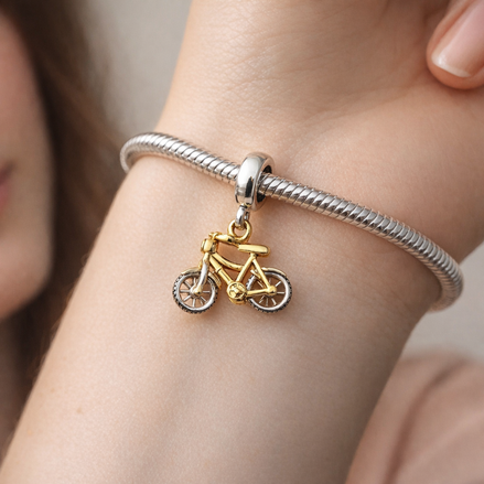 Gold Plated Bicycle Charm - Gold Plated Bicycle Charm — worn on wrist