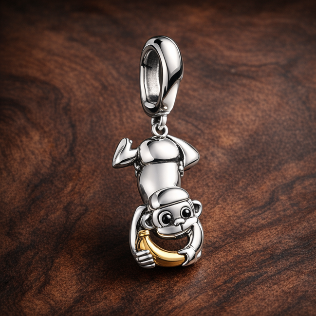 Donald Duck Upside-Down Charm - Donald Duck Upside-Down Charm — display on walnut