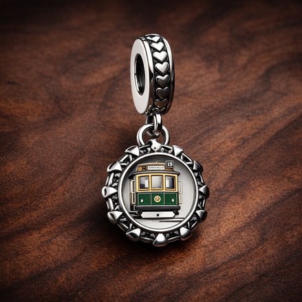 Green Circuit Board Charm - Green Circuit Board Charm — display on walnut