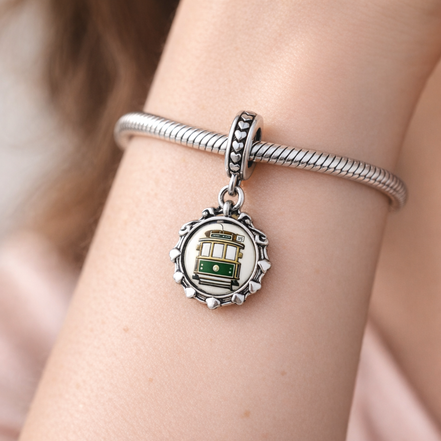 Green Circuit Board Charm - Green Circuit Board Charm — worn on wrist