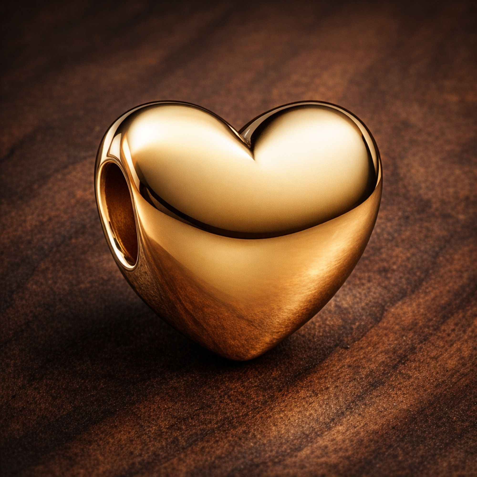 Be Love Engravable Heart Charm — display on walnut