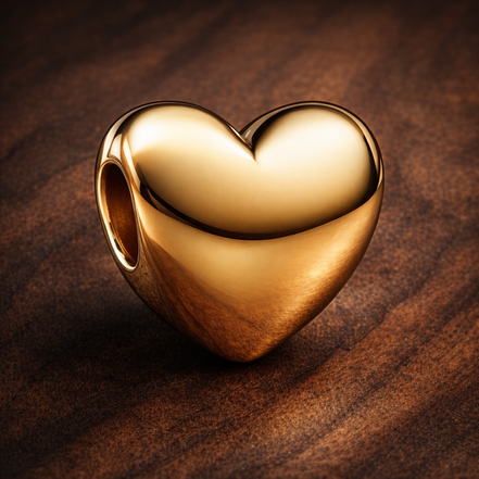 Be Love Engravable Heart Charm — display on walnut