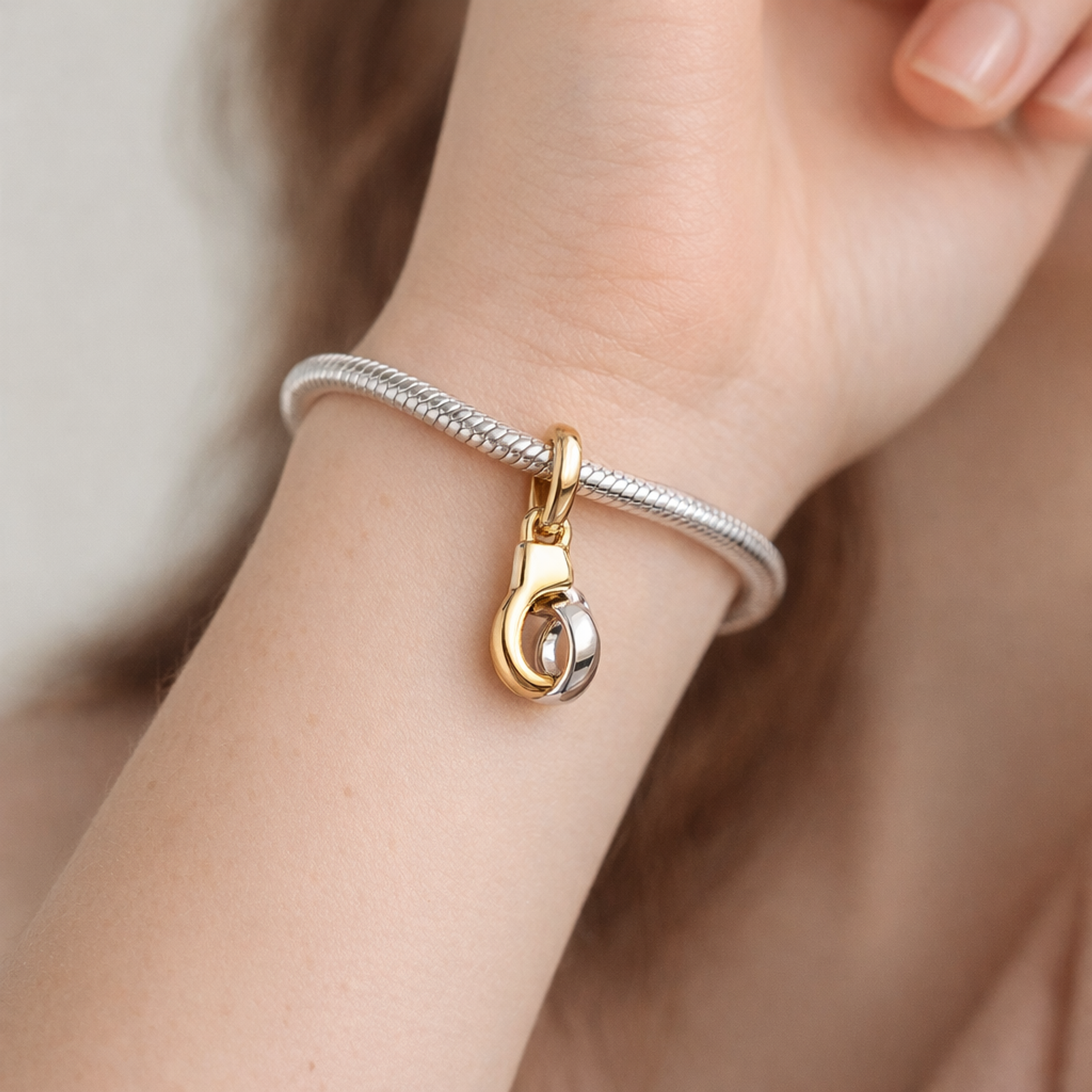 Two-Tone Handcuffs - Two-Tone Handcuffs Charm — worn on wrist