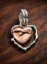 Pink Heart Lock Charm - Pink Heart Lock Charm — display on walnut