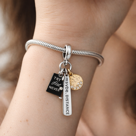 Friendship Triple Dangle Charm — worn on wrist
