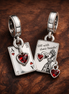 Queen of Hearts Card Charm - Queen of Hearts Card Charm — display on walnut