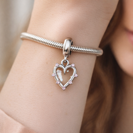 Friendship Opalescent Double Dangle Charm — worn on wrist