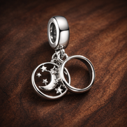 Family Moon Disc - Family Moon Disc Charm — display on walnut