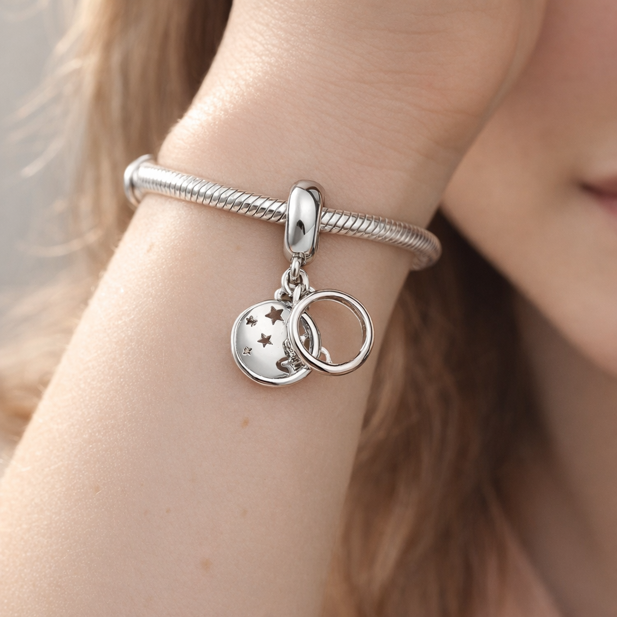 Family Moon Disc - Family Moon Disc Charm — worn on wrist