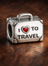 I Love To Travel Suitcase Charm - I Love To Travel Suitcase Charm — display on walnut