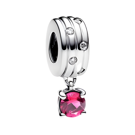 Pink Square Crystal Dangle Charm - ZZ1805