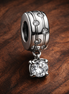 Clear Square Crystal Dangle Charm - Clear Square Crystal Dangle Charm — display on walnut