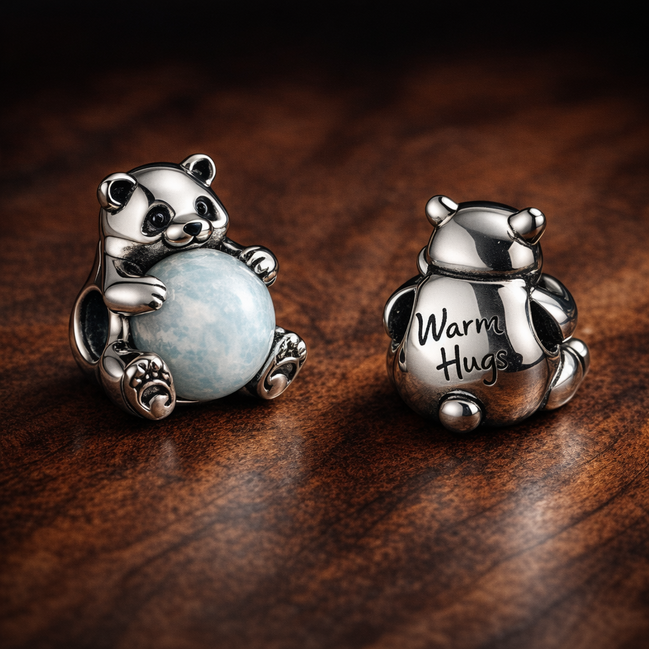 Winnie the Pooh Honey Pot Charm - Winnie the Pooh Honey Pot Charm — display on walnut